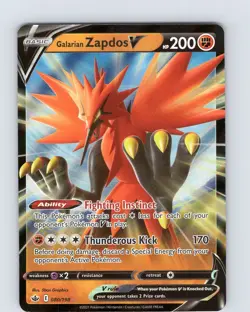 Pokemon TCG Galarian Zapdos V SWSH Lost Origin 080/198 Ultra Holo Rare Card NM - Image 1