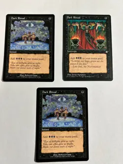MTG Dark Ritual Mercadian Masques x2 plus Ice Age x 1 NEVER PLAYED MINT Black - Image 1