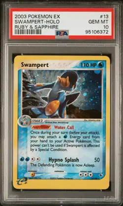PSA 10 Swampert 13/109 2003 POKEMON EX RUBY & SAPPHIRE Holo - POP 36 - Image 1