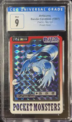 Articuno Bandai Carddass 1997 Part 4 #144 Prism Holo CGC 9 Mint Pokemon - Image 1