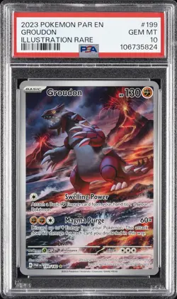 2023 POKEMON PAR EN-PARADOX RIFT ILLUSTRATION RARE #199 GROUDON PSA 10 - Image 1