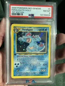 Pokemon Neo Genesis 1st Edition Feraligatr PSA 8 W/Swirl - Image 1