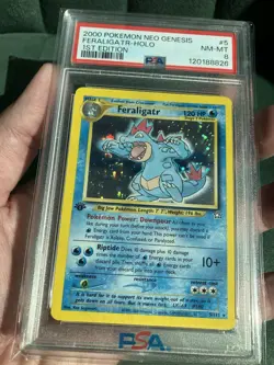 Pokemon Neo Genesis 1st Edition Feraligatr PSA 8 W/Swirl - Image 2