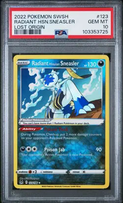 2022 POKEMON SWORD & SHIELD LOST ORIGIN #123 RADIANT HISUIAN SNEASLER PSA 10 - Image 1