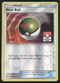 Nest Ball 123/149 STAFF - Pokemon TCG Sun & Moon League Cup Promo - Image 1