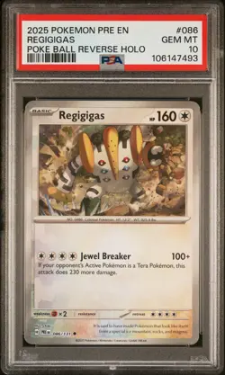 2025 POKEMON PRE EN-PRISMATIC EVOLUTIONS POKE BALL REVERSE HOLO REGIGIGAS PSA 10 - Image 1