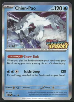 Chien-Pao SVP 152 STAFF - Pokemon TCG Pre Release Promo Surging Sparks NM - Image 1