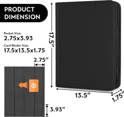 1000+ Pockets Trading Card Binder, Premium 16 Pocket Card Binder, Ringless Side - Image 3