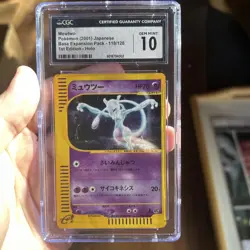 CGC Gem Mint 10 Mewtwo Pokemon Card Japanese 1st Edition Holo - Image 1