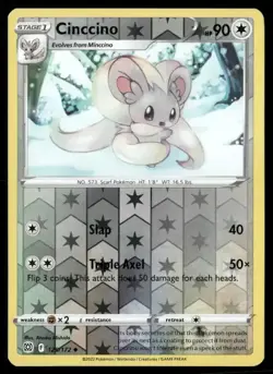 2022 Brilliant Stars Set Pokemon Card 125 Cinccino Reverse Foil NM - Image 1