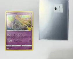 Pokemon TCG Celebrations 25th Anniversary Xerneas Holo Rare Card 12/25 NM - M - Image 1