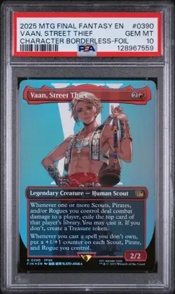 PSA 10 VAAN, STREET THIEF #0390 CHARACTER BORDERLESS FOIL 2025 MTG FINAL FANTASY - Image 1