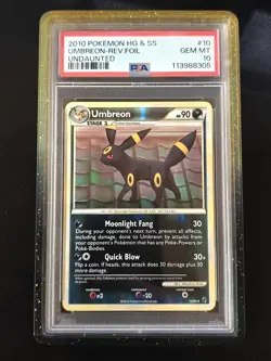 Pokemon PSA 10 Umbreon Reverse Holo Rare HGSS Undaunted 10/90 Rev HG & SS - Image 1