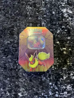 Pokemon TCG: Elemental Power Tin Flareon GX + 4 Packs (NEW SEALED) 820650806490 - Image 1