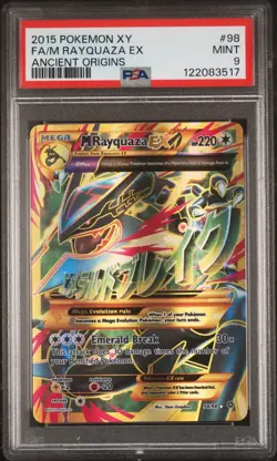 2015 POKEMON XY ANCIENT ORIGINS #98 FA/M RAYQUAZA EX ANCIENT ORIGINS PSA 9 - Image 4