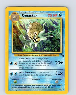 Pokemon TCG Omastar Fossil 40/62 Unlimited Uncommon Card WOTC Played HP - Image 1