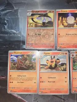 White Flare 5 Card Lot Lampent, Litwick, Heatmor, Pignite, Simisear Fire Pokemon - Image 2