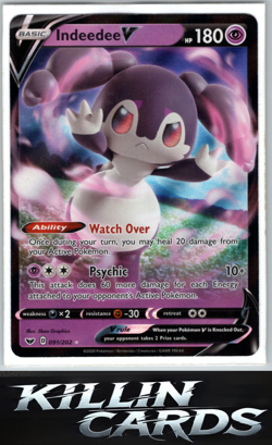 Indeedee V 091/202 Ultra Rare SWSH01: Sword & Shield Base Set Pokemon Card NM - Image 1