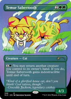 1 x FOIL ETCHED Temur Sabertooth #308 (NM) Secret Lair Drop SLD Magic MTG - Image 1
