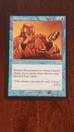 Attunement Urza's Saga EX/LP #61 MTG Magic the Gathering Enchantment Rare - Image 1