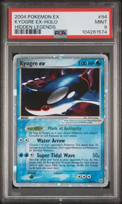 2004 POKEMON EX HIDDEN LEGENDS #94 KYOGRE EX-HOLO PSA 9 - Image 1