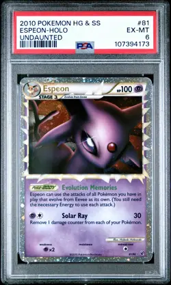 2010 POKEMON HEARTGOLD & SOULSILVER UNDAUNTED #81 ESPEON-HOLO PSA 6 - Image 1