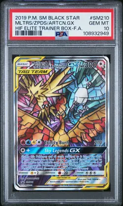 2019 POKEMON SM BLACK STAR PROMO FULL ART/MOLTRES & ZAPDOS & ARTICUNO GX PSA 10 - Image 1