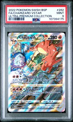 2022 POKEMON SWSH BLACK STAR PROMO #262 FULL ART/CHARIZARD VSTAR PSA 9 - Image 1