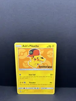 Ash's Pikachu SM110 Stamp Promo Card Regular Pokemon TCG - Image 1