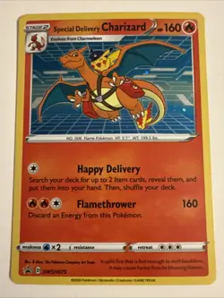 Pokemon TCG Special Delivery Charizard SWSH075 Holo Card NM Condition - Image 1