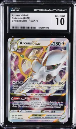 2022 POKEMON BRILLIANT STARS #123/172 ARCEUS VSTAR CGC 10 GEM MINT - Image 1