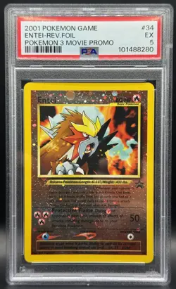 Pokemon TCG PSA 5 Entei Reverse Holo Movie Promo WOTC #34 Black Star Promo - Image 1