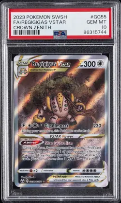 2023 POKEMON SWORD & SHIELD CROWN ZENITH #GG55 FULL ART/REGIGIGAS VSTAR PSA 10 - Image 1
