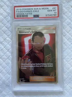 2019 Pokemon Sun & Moon #67 FA/Giovanni's Exile - PSA GEM MT 10 - Hidden Fates - Image 1