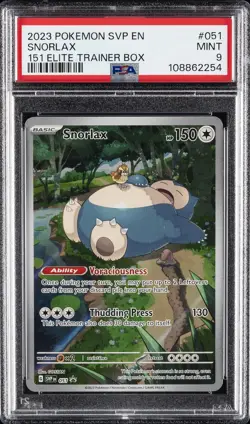 2023 POKEMON SVP EN-SV BLACK STAR PROMO 151 ELITE TRAINER BOX #051 SNORLAX PSA 9 - Image 1