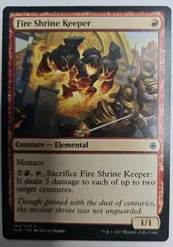 MTG Magic The Gathering Card Fire Shrine Keeper Creature Elemental Red Ixalan - Image 1
