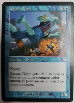 MTG Magic The Gathering Card Zanam Djinn Creature Djinn Blue Invasion - Image 1