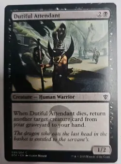 MTG Magic The Gathering Card Dutiful Attendant Creature Human Warrior Black DTK - Image 1