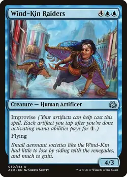 Wind-Kin Raiders 50 AER MTG Blue Human Artificer Flying Uncommon Shetty 2017 EN - Image 1