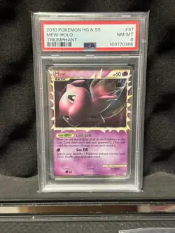 2010 Pokemon TCG HGSS Triumphant Mew Prime Ultra Rare 97/102 PSA 8 NM-MT - Image 1