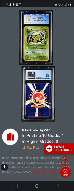 (POP 4) CGC 10 PRISTINE 2000 Pokemon Japanese Neo Discovery Spinarak 167 CARD - Image 4