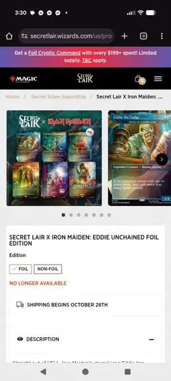 MTG Secret Lair PRESALE Secret Lair x Iron Maiden: Eddie Unchained Foil​ Edition - Image 2