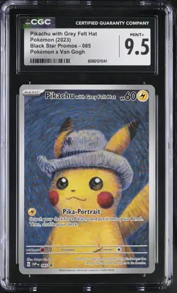 2023 Pokemon Pikachu Grey Felt Hat Pokemon x Van Gogh #085 CGC 9.5 - Image 1