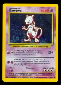 Pokemon MEWTWO 10/102 Base Set - RARE HOLO - Lightly Played- FRENCH - Image 1