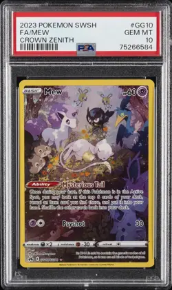 2023 POKEMON SWORD & SHIELD CROWN ZENITH #GG10 FULL ART/MEW PSA 10 - Image 1