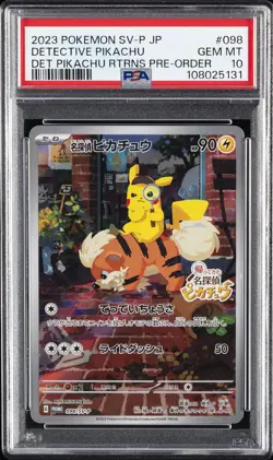 2023 POKEMON JAPANESE SV-P PROMO #098 DETECTIVE PIKACHU PSA 10 - Image 1