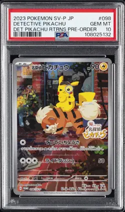 2023 POKEMON JAPANESE SV-P PROMO #098 DETECTIVE PIKACHU PSA 10 - Image 1