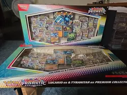 2X Pokemon Prismatic Evolutions Lucario&Tyranitar Premium Collection [LOT OF 2] - Image 1