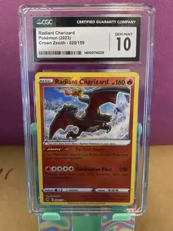 CGC 10 Radiant Charizard 020/159 Crown Zenith Shiny Holo Rare Tcg Pokemon Card - Image 1