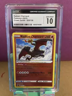 CGC 10 Radiant Charizard 020/159 Crown Zenith Shiny Holo Rare Tcg Pokemon Card - Image 2